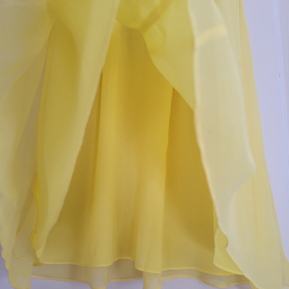 Banana Republic 100% Silk Yellow Lauren GG Mini Dress Fit & Flare Size 4 - Picture 10 of 14